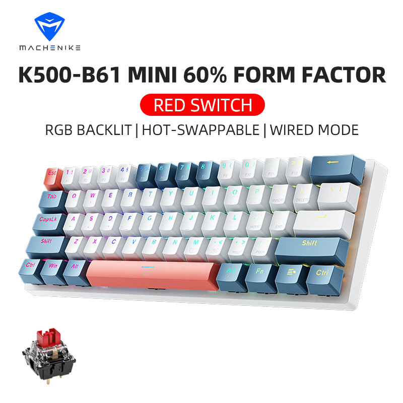 Gaming Keyboard Hot Swappable - K500-B61 Machenike ミニメカニカルキーボード 60% フォームファクター 61
