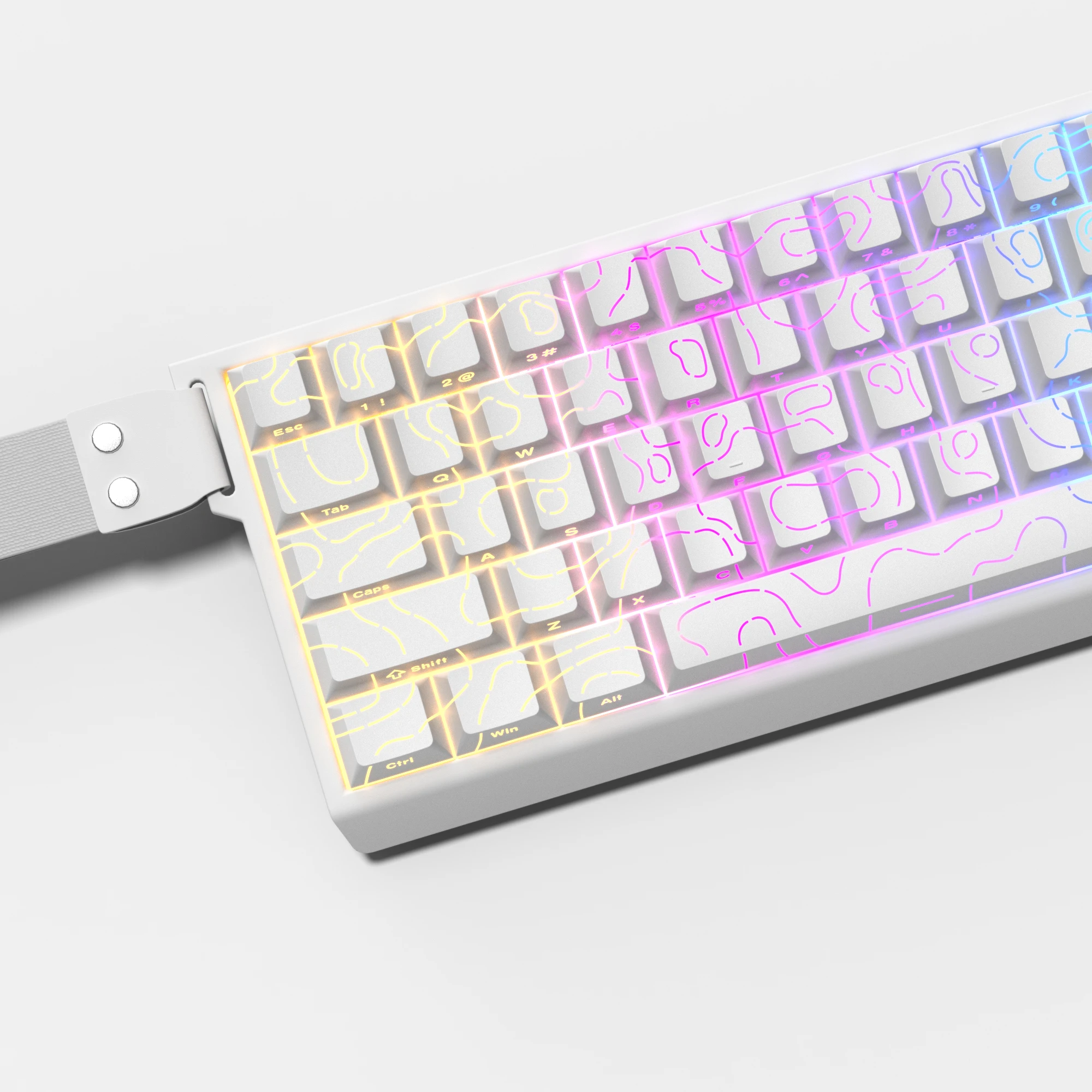 Gaming Keyboard 2026 - 2026年スーパーニューホワイト地形図4.0ダブルショットPBT98キーRGBキーキャップセットチェリープロファイル（チェリーMXスイッチ対応ゲーミングキーボード用）