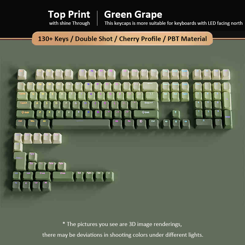 Gaming Keyboard No Rgb - グリーングレープダブルショット PBT キーキャップ 130 キートップライト RGB