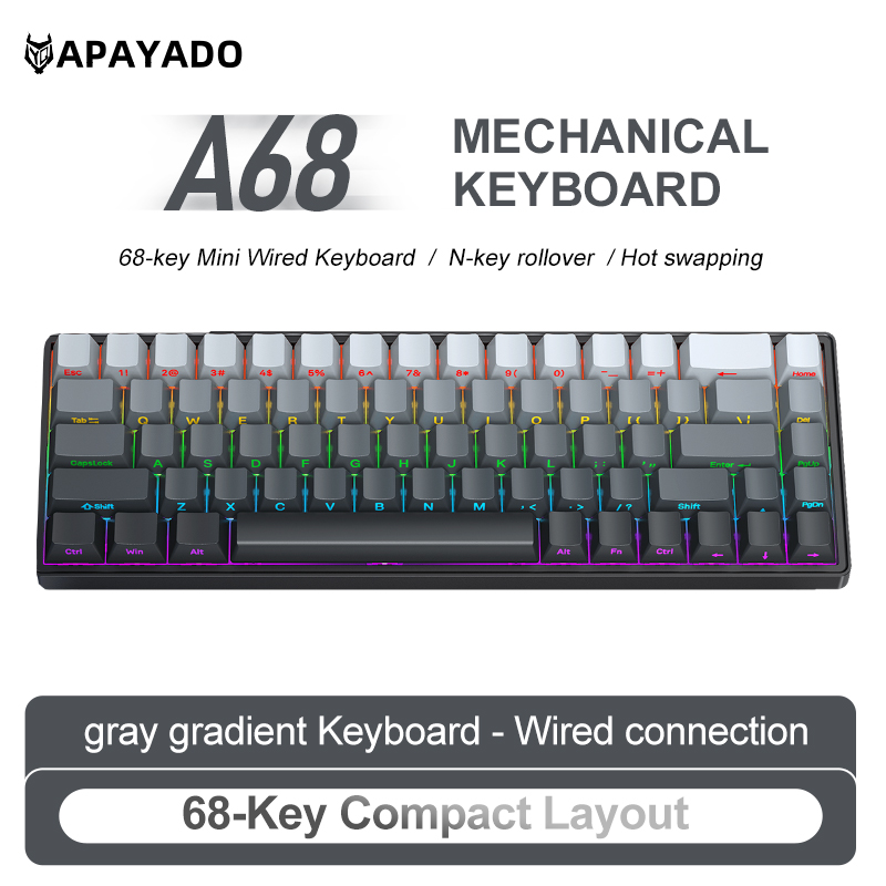 APAYADO A68 DIYメカニカルキーボード、全キー交 - Gaming Keyboard Hot Swappable のレビューと価格