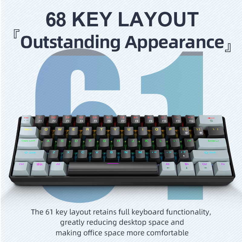 APAYADO K61 ミニメカニカルキーボード、有線、61 - Keyboard Gaming Blue Switch のレビューと価格