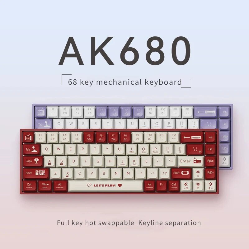 メカニカルゲーミングキーボード,AJAZZ-AK680ケーブ - Gaming Keyboard Hot Swappable のレビューと価格